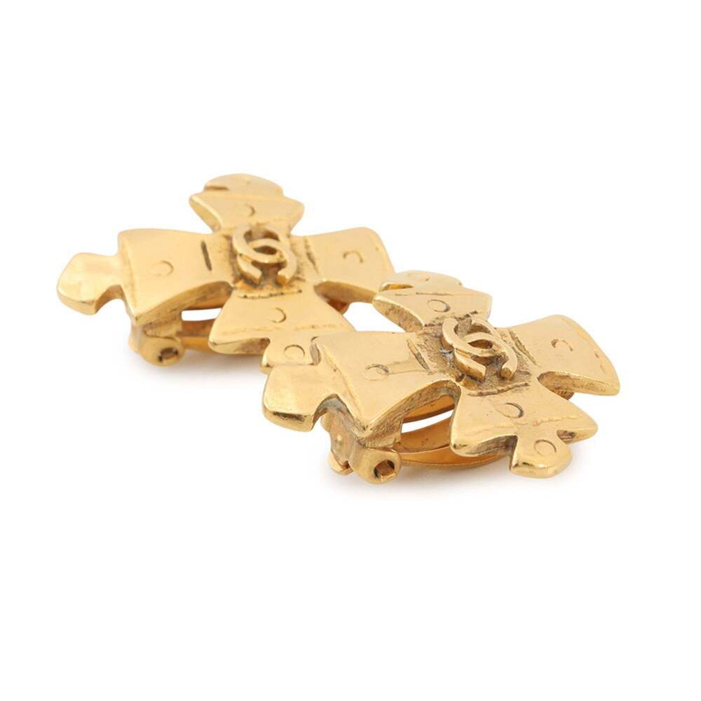 CHANEL Gold Logo Earrings - Picture 2 of 9